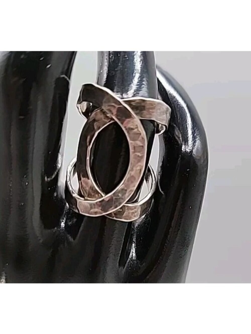 Vintage HOB Mexico Sterling Silver Hammered Bypass Ring SZ 6.5 House Of Bangles